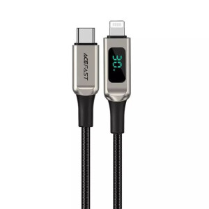 Acefast kabel MFI USB Typ C - Lightning 1,2m, 30W, 3A srebrny (C6-01 silver