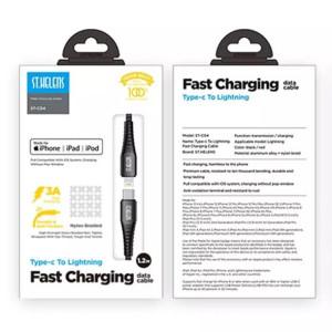 Joyroom kabel MFI przewód USB Typ C - Lightning 2,1A 1,2m czarny