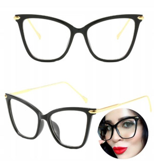 Okulary Kocie Cat zerówki Kobiece retro złote
