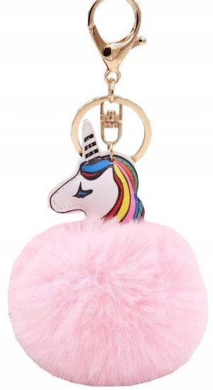 Brelok unicorn do kluczy torebki jednorożec pompon