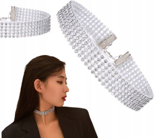 Naszyjnik Damski Choker srebrny cyrkonie Kolia