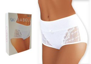 Majtki Babell 003 - Bawełna Koronka - BIAŁE - 4XL
