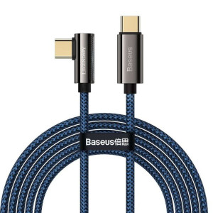Kabel USB-C do USB-C kątowy Baseus Legend Series, PD, 100W, 2m (niebieski)