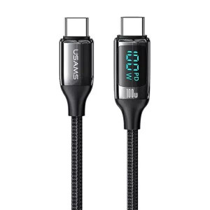 USAMS Kabel pleciony U78 USB-C na USB-C LED 2m 100W Fast Charging