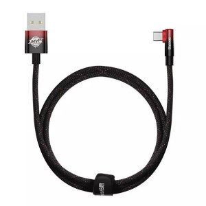 Kabel USB do USB-C kątowy Baseus Elbow 1m 100W (czarno-czerwony)