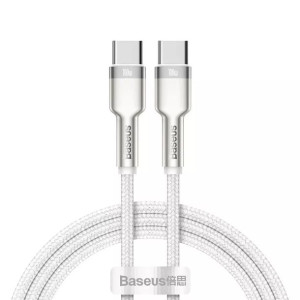 Kabel USB-C do USB-C Baseus Cafule, 100W, 1m (biały)