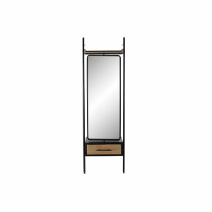 Stojące lustro DKD Home Decor Czarny Drewno Metal Szkło (58 x 30 x 191 cm)