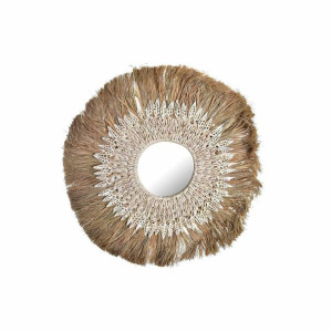 Lustro ścienne DKD Home Decor Naturalny Biały Muszle (55 x 2,5 x 55 cm)