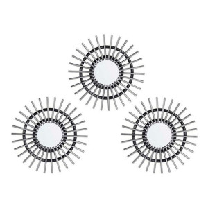 Lustro ścienne Kłos Plastikowy Czarny/Srebrzysty (25 x 1,5 x 25 cm) (3 pcs)