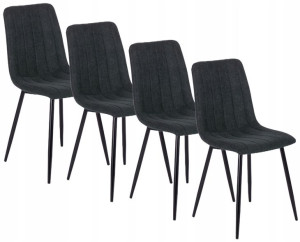 Zestaw 4x Krzesło LARA Czarne Salonu Jadalni Loft