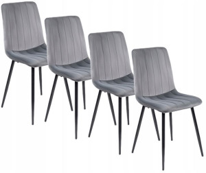 Zestaw 4x Krzesło IBIS Szare Welurowe Tapicerowane