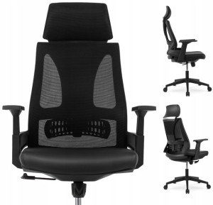 Fotel TRYN Czarny Obrotowy Biurowy Ergonomiczny