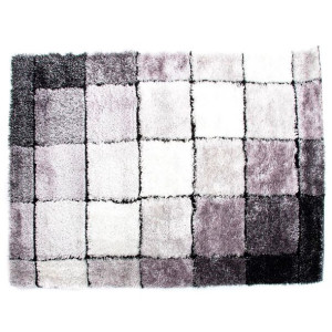 Dywan DKD Home Decor 160 x 230 x 2 cm Czarny Poliester Biały W kratkę