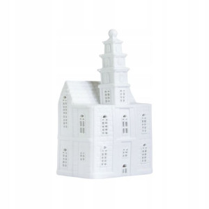 Świecznik ceramiczny biały kościół ceramiczny