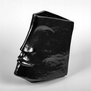 Stylowy ceramiczny wazon dekoracyjny Twarz Grafit