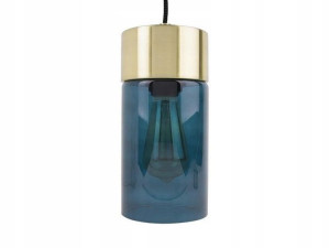 Lampa wisząca ze szklanym niebieskim kloszem