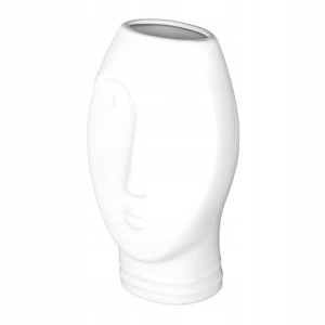 Wazon dekoracyjny ceramiczny niski twarz Biały