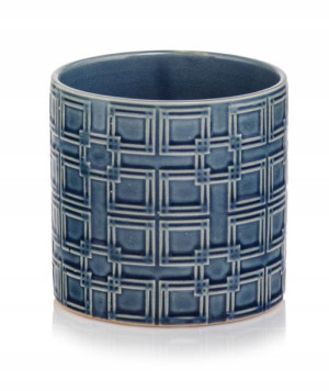 Ceramiczna donica styl etno kwadraty Granatowy 13