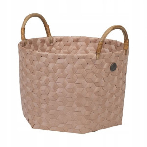 Mały kosz donica wyplatany rattan Różowy 29 cm