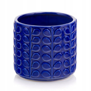 Ceramiczna kobaltowa doniczka dekoracyjna liście