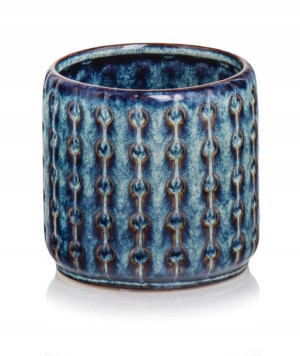 Niebieska doniczka dekoracyjna ceramiczna 14 cm