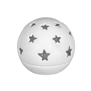 Lampion świąteczny biała kula w gwiazdki Biały