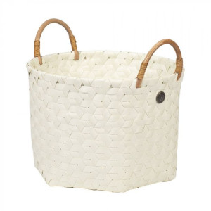 Mały kosz donica wyplatany rattan Biały 29 cm