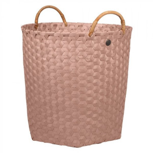 Duży kosz donica wyplatany z rattan Różowy 40 cm