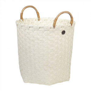 Średni kosz donica wyplatany rattan Biały 30 cm
