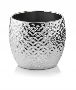 Srebrna doniczka dekoracyjna ceramiczna 13,5 cm