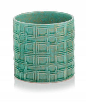 Ceramiczna donica styl etno kwadraty Turkusowy 13