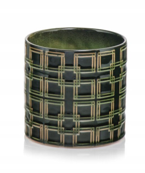Ceramiczna donica styl etno kwadraty Zielony 13