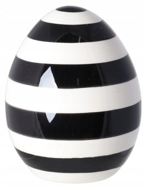 Nowoczesna figurka ceramiczna jajo w paski S