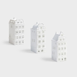 Ceramiczne świeczniki domki zestaw 3 sztuki