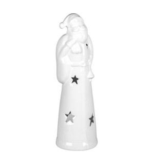 Ceramiczny wysoki lampion świąteczny Mikołaj