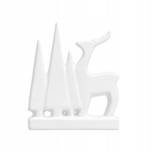 Świąteczny świecznik ceramiczny biały renifer