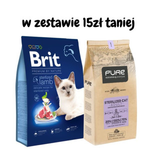 BRIT Cat Premium By Nature Sterilised Lamb 1,5kg + PURE Sterilized Cat Adul