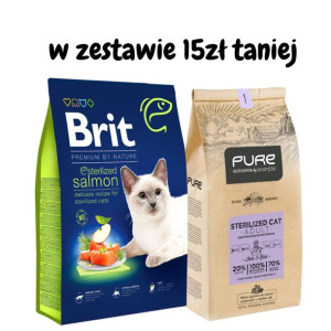 BRIT Cat Premium By Nature Sterilised Salmon 1,5kg + PURE Sterilized Cat Ad