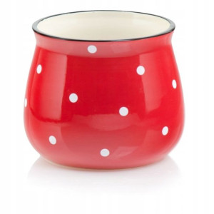 Doniczka ceramiczna w kropki 13 cm czerwona