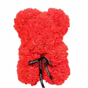 Miś z czerwonych róż 25 cm prezent na Dzień Matki