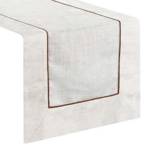 Bieżnik z kryzą zdobiony 40X140cm naturalny