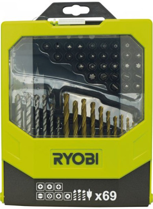 Ryobi RAK69MIX Zestaw bitów i wierteł 69 el