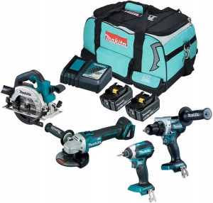 Makita DLX4156TX1 Zestaw Wkrętarka Szlifierka 2x5A