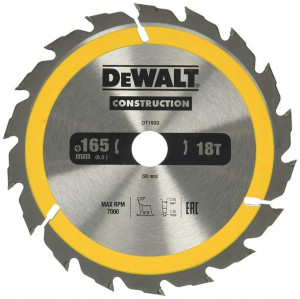 Dewalt Tarcza tnąca do drewna 165x20mm 18T DT1933