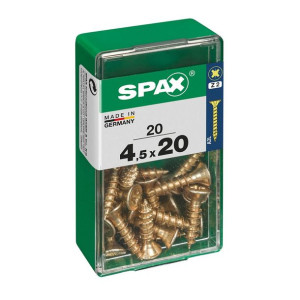 Pudełko śrubek SPAX Yellox Drewno Płaska głowa 20 Części (4,5 x 20 mm)