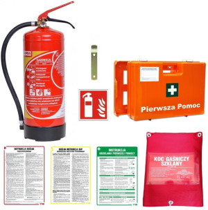 Zestaw dla firm PPOŻ BHP Gaśnica 6 kg  Apteczka DIN 13157 Instrukcje
