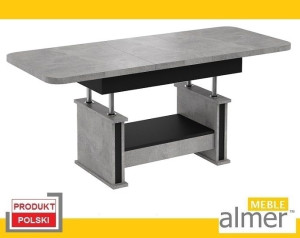 Ławostół Stół Ława L02 Szuflada Rozkładany do 160cm jasny atelier czarny