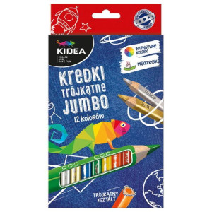 Kredki trójkątne grube 12 kolorów Kidea