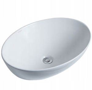 Umywalka Nablatowa Ceramiczna Stawiana Biała Owal