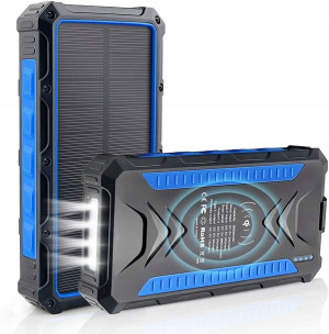 Duży powerbank 36000mAh z indukcją i panelem solar
